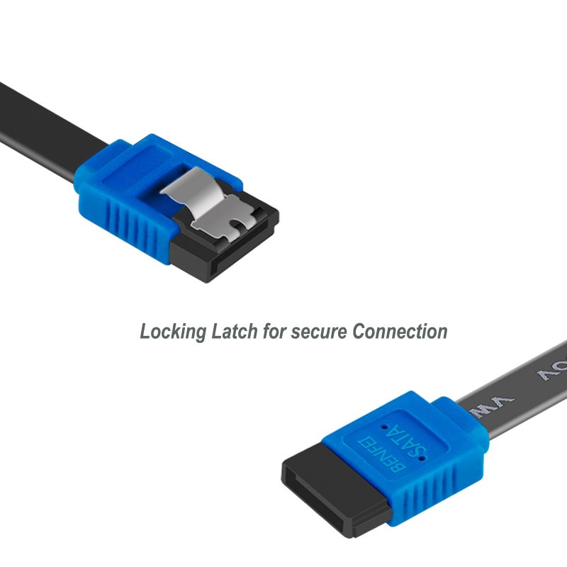 BENFEI SATA Cable III, SATA Cable III 6Gbps Straight HDD SDD Data Cable with Locking Latch 18 Inch Compatible for SATA HDD, SSD, CD Driver, CD Writer - Blue - Image 3